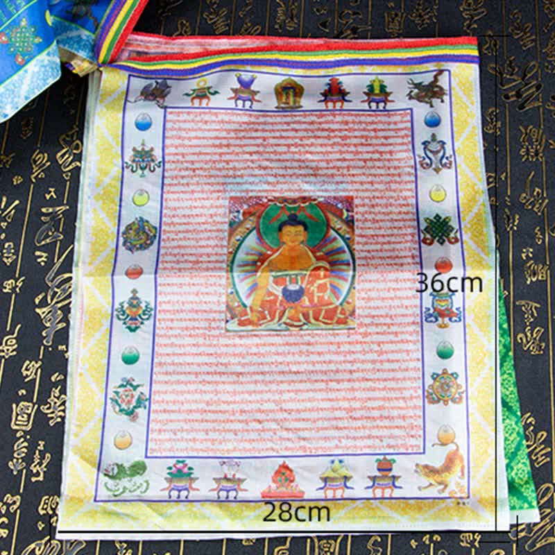 Karma Stone Tibetan 5 Colors Windhorse Buddha Tara Scriptures Healing Auspicious Outdoor Prayer Flag