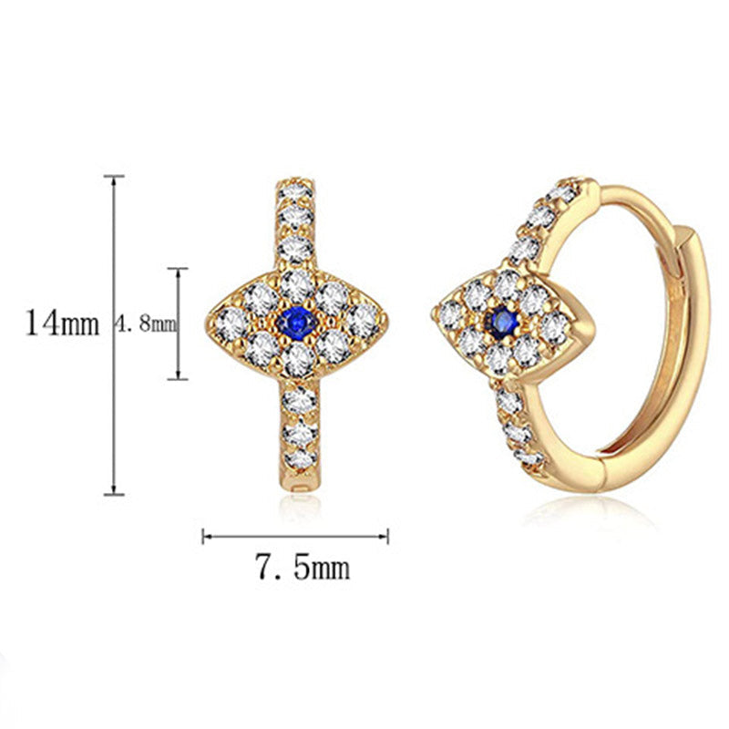 Karma Stone 925 Sterling Silver Evil Eye Symbol Blessing Stud Earrings