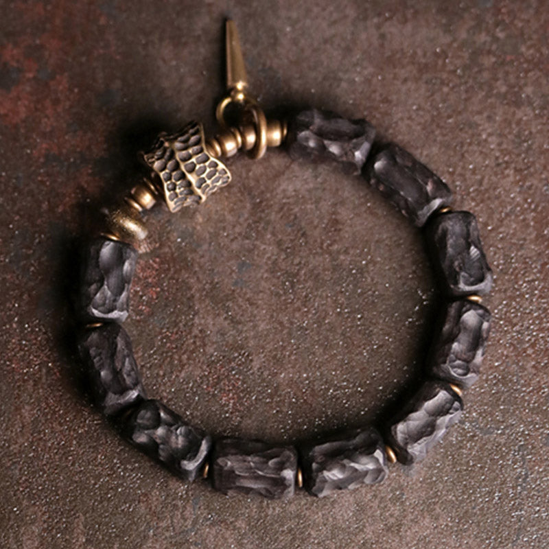 Karma Stone Ebony Wood Copper Balance Protection Couple Bracelet