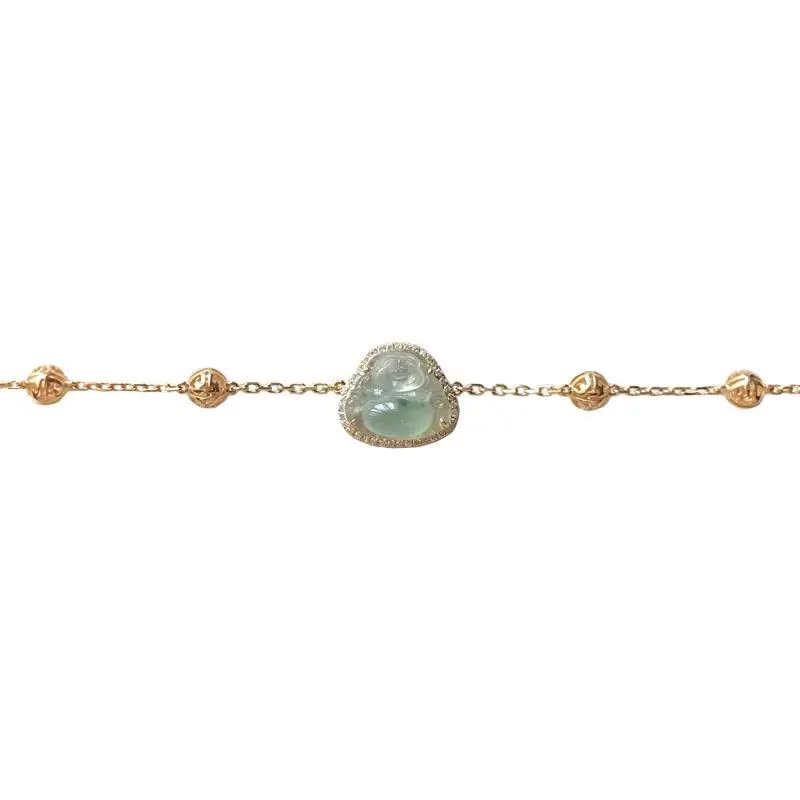 Karma Stone Laughing Buddha Jade Abundance Chain Bracelet
