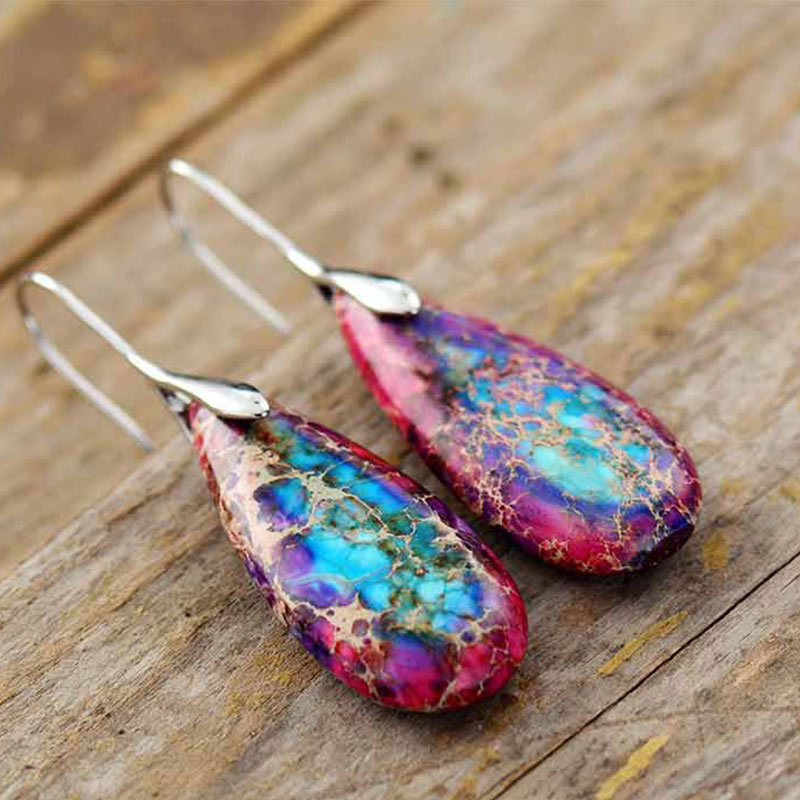 Karma Stone Emperor Stone Crystal Happiness Earrings