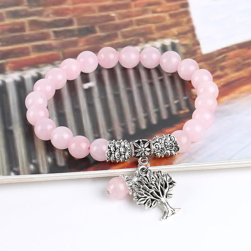 Karma Stone Natural Gemstone Tree of Life Lucky Charm Stretch Bracelet