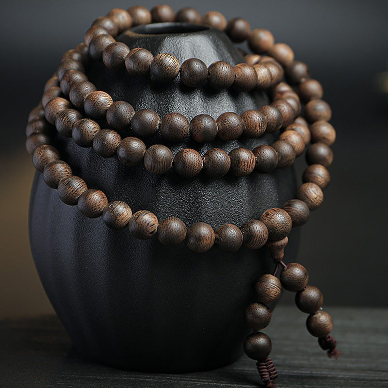 Karma Stone 108 Mala Beads Agarwood Peace Strength Calm Bracelet