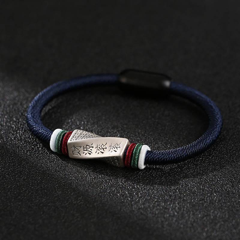 Karma Stone 999 Sterling Silver Profits Pouring In From All Sides Handmade Blessing String Buckle Bracelet