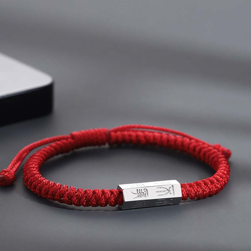 Karma Stone 925 Sterling Silver Letter Engraving Blessing String Bracelet