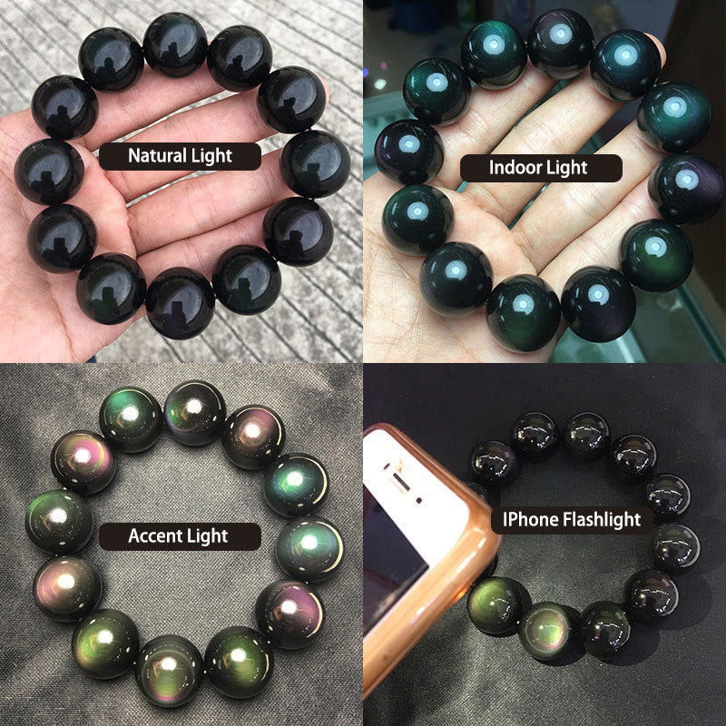 Karma Stone Natural Green Eye Obsidian Wealth Bracelet