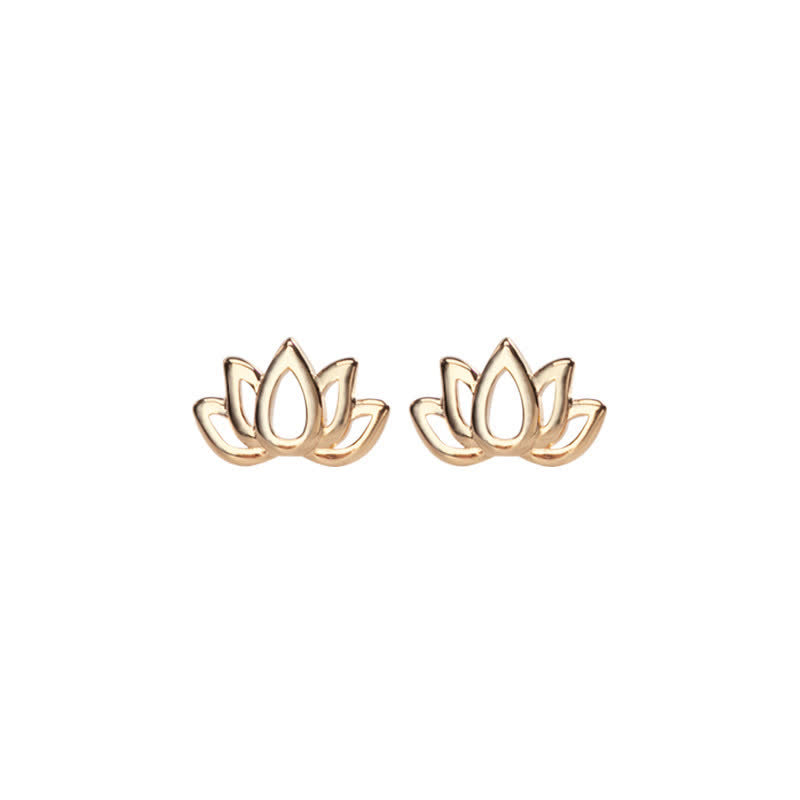 Karma Stone 925 Sterling Silver Lotus Flower Blessing Earrings