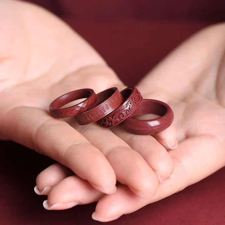 Karma Stone Cinnabar Om Mani Padme Hum Auspicious Clouds Blessing Ring
