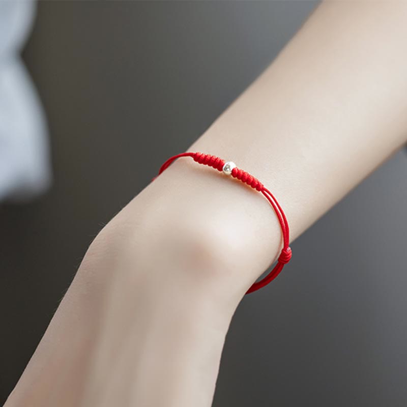 Karma Stone 925 Sterling Silver Luck Bead Protection Red String Braided Bracelet