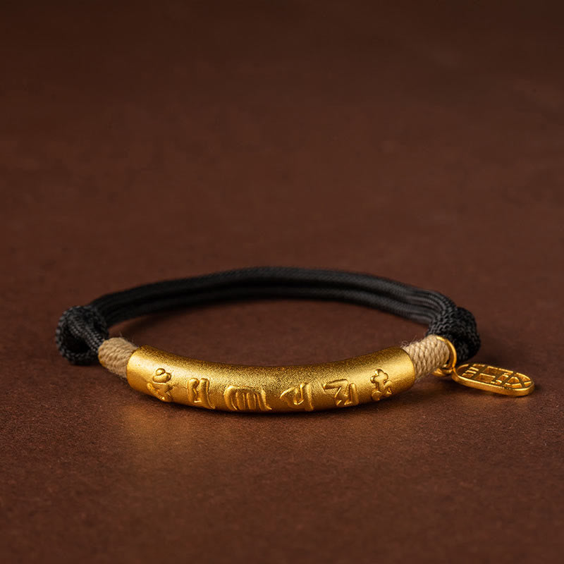 Karma Stone 999 Sterling Silver Tibet Handmade Om Mani Padme Hum Fu Character TopRank Character Luck Braided Bracelet