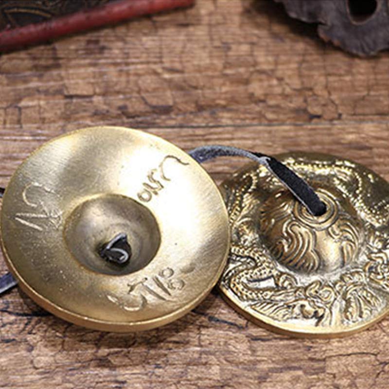 Karma Stone Tibetan Tingsha Bell Six True Words Dragon Copper Balance Decoration With Bag