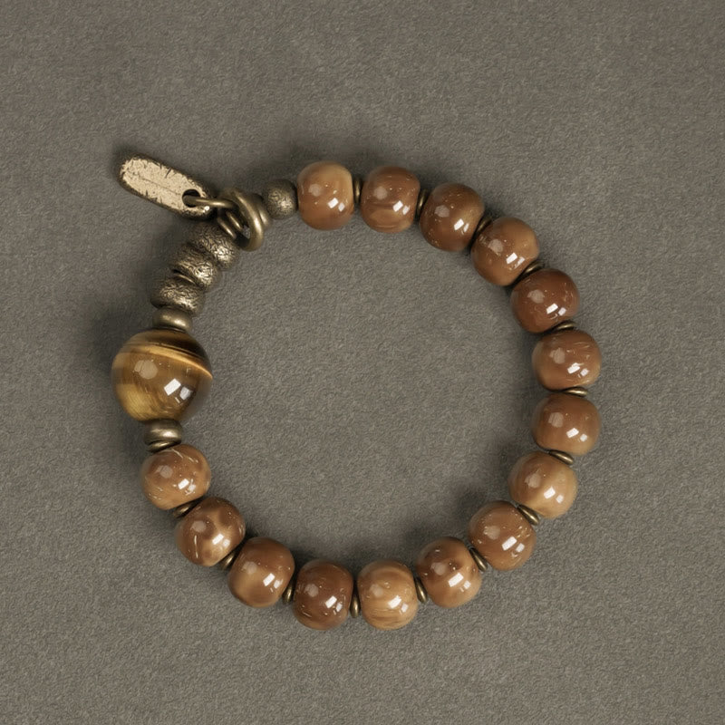 Karma Stone Kuka Seed Tiger Eye Gold Sheen Obsidian Copper Wealth Luck Bracelet