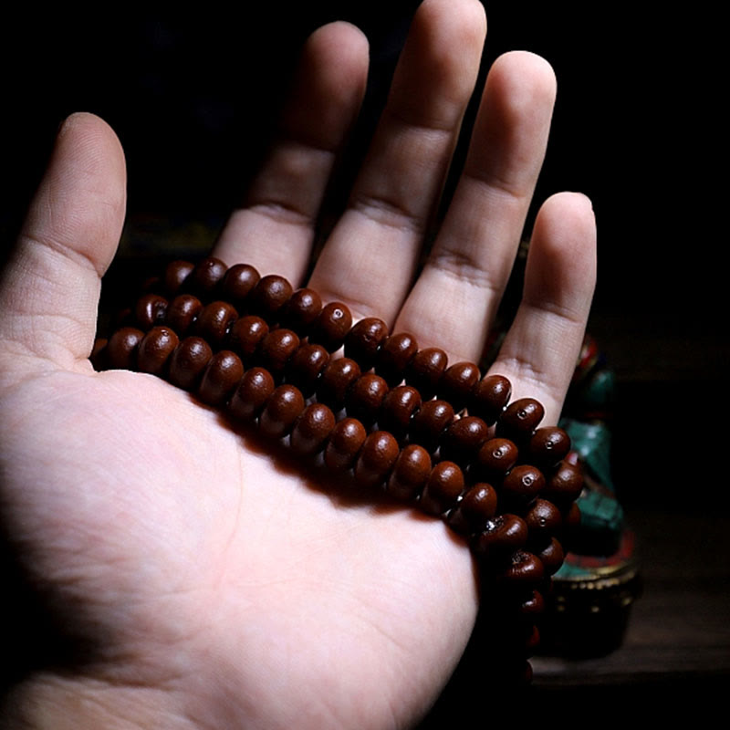 Karma Stone Natural Tibet 108 Mala Beads Purple Bodhi Seed Three-eyed Dzi Bead Copper Dorje Harmony Bracelet