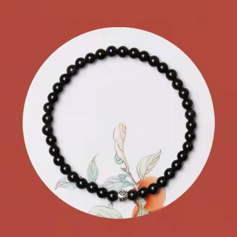 Karma Stone Natural Black Obsidian Smoky Quartz Purification Strength Bracelet