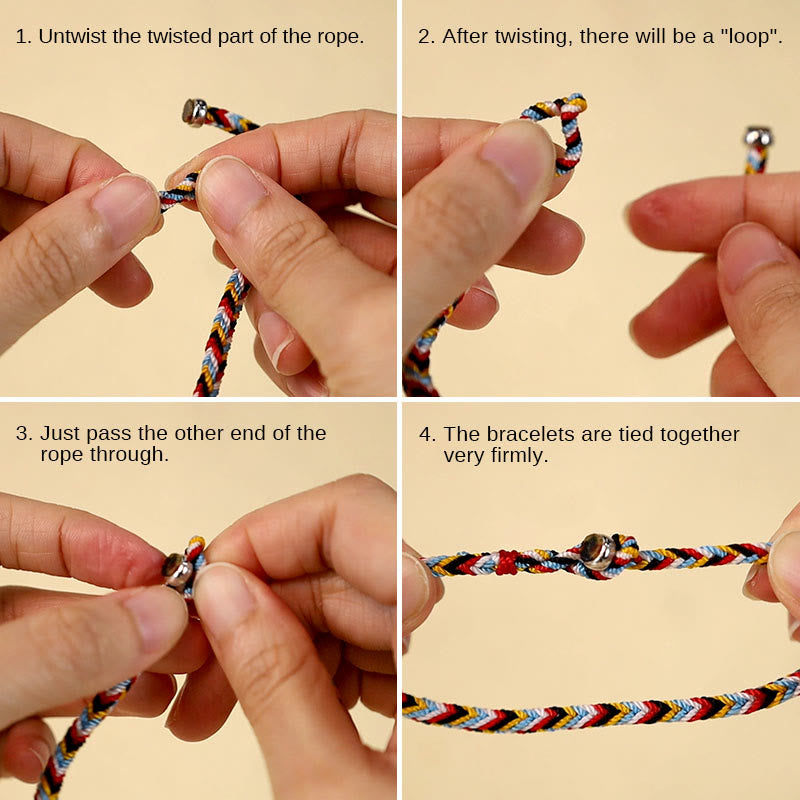 Karma Stone Tibet Handmade Five Color Thread Protection Braid String Bracelet