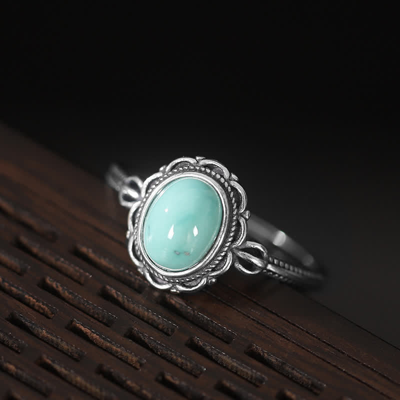 Karma Stone 925 Sterling Silver Tibetan Turquoise Red Agate Protection Ring