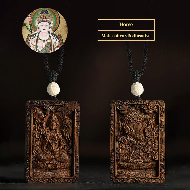 Karma Stone Chinese Zodiac Natal Buddha Brunei Agarwood PiXiu Dragon Peace Necklace Pendant