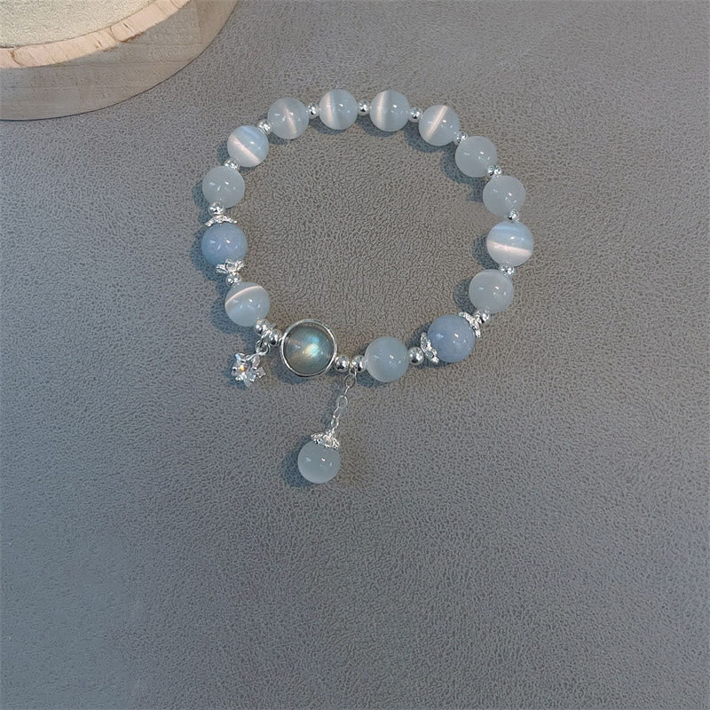 Karma Stone Cat's Eye Moonstone Butterfly Star Charm Support Bracelet