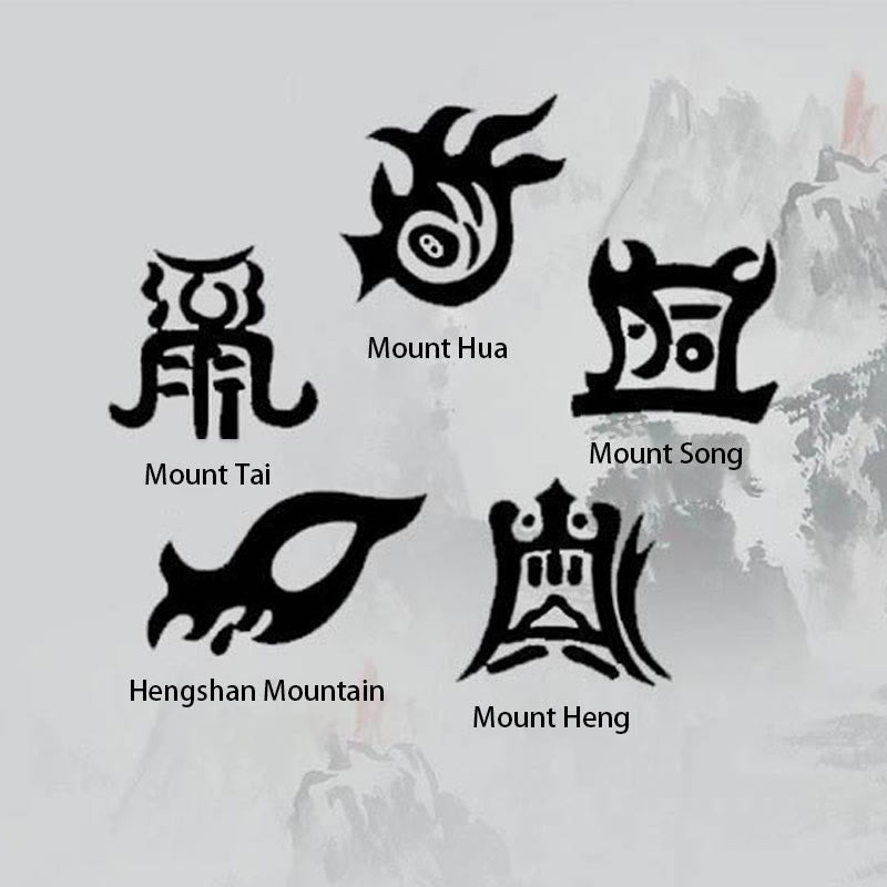 Karma Stone Black Obsidian Taoism Five Sacred Mountains Nine-Character Mantra Carved Purification Yin Yang Necklace Pendant