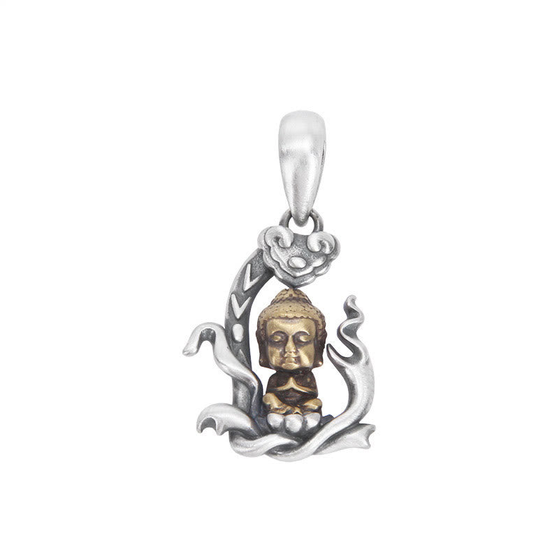 Karma Stone 925 Sterling Silver Zen Buddha Ruyi Handle Compassion Necklace Pendant