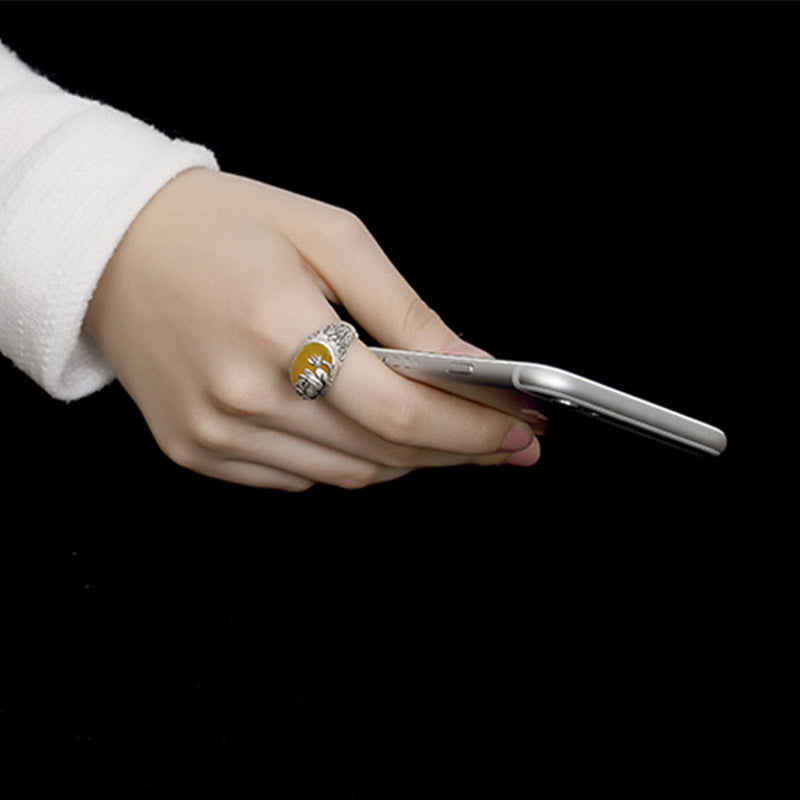 Karma Stone Citrine Lotus Blessing Protection Adjustable Ring