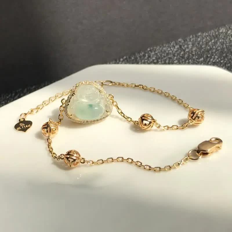Karma Stone Laughing Buddha Jade Abundance Chain Bracelet