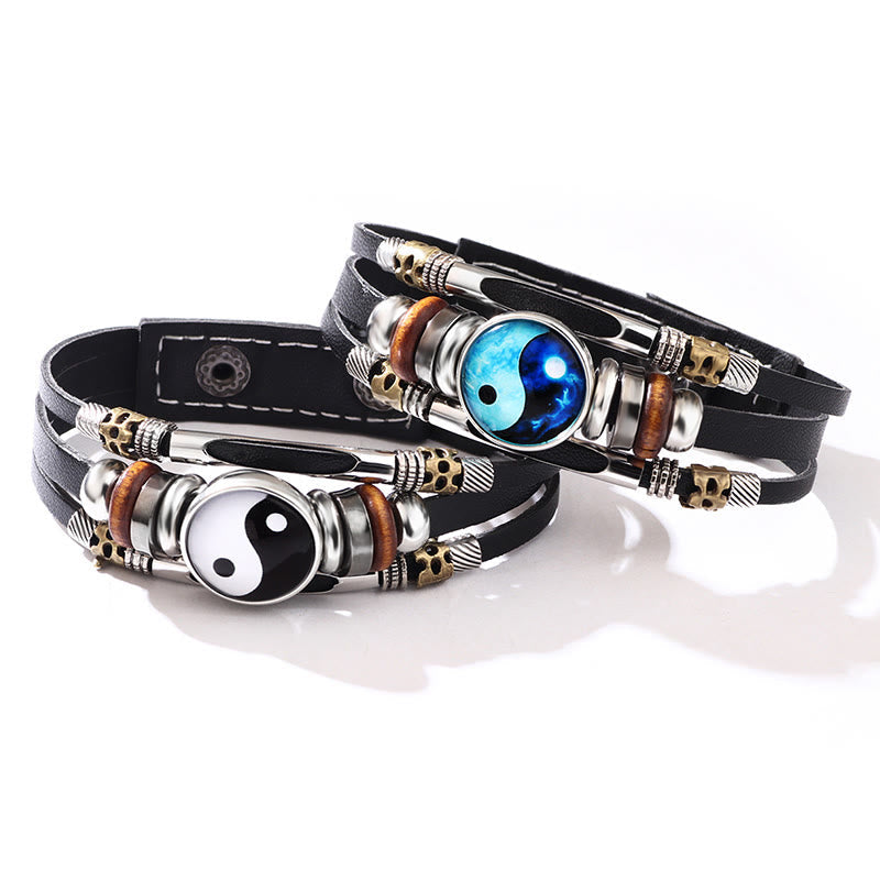Karma Stone Yin Yang Leather Balance Bracelet