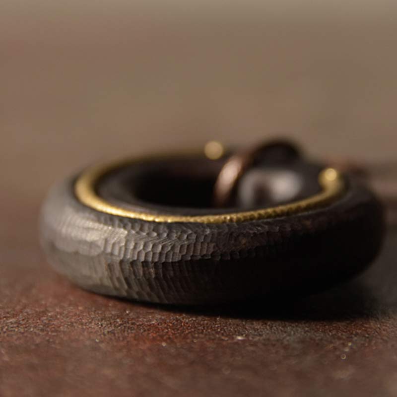 Karma Stone Zen Circle Ebony Wood Peace Calm Necklace Pendant