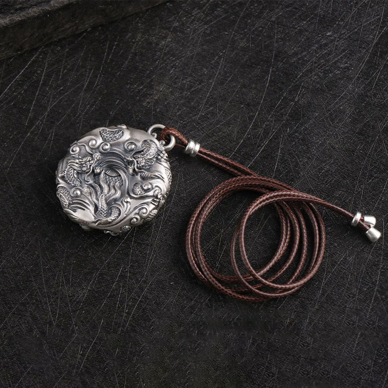 Karma Stone 999 Sterling Silver Nine Dragons Playing With A Pearl Luck Protection Necklace Pendant