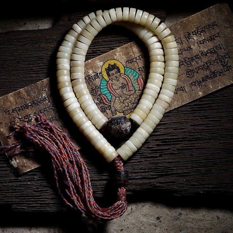 Karma Stone Tibetan 108 Mala Beads Yak Bone Balance Strength Mala Bracelet