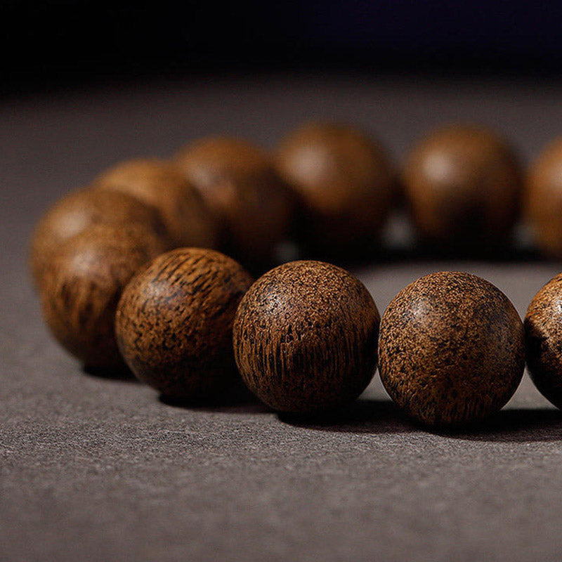 Karma Stone Chinese Zodiac Natal Buddha Natural Agarwood Silver Peace Calm Bracelet