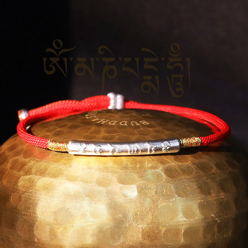 Karma Stone Tibetan Buddhist Handmade Mani Mantra Lucky Red String Bracelet