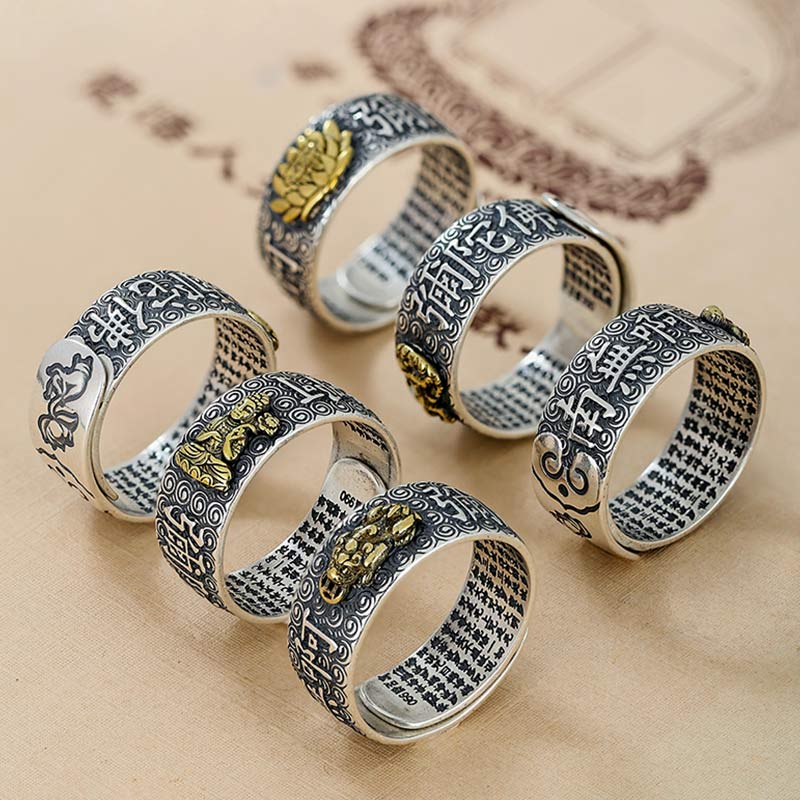 Karma Stone Chinese Zodiac Natal Buddha Wealth Luck Adjustable Ring