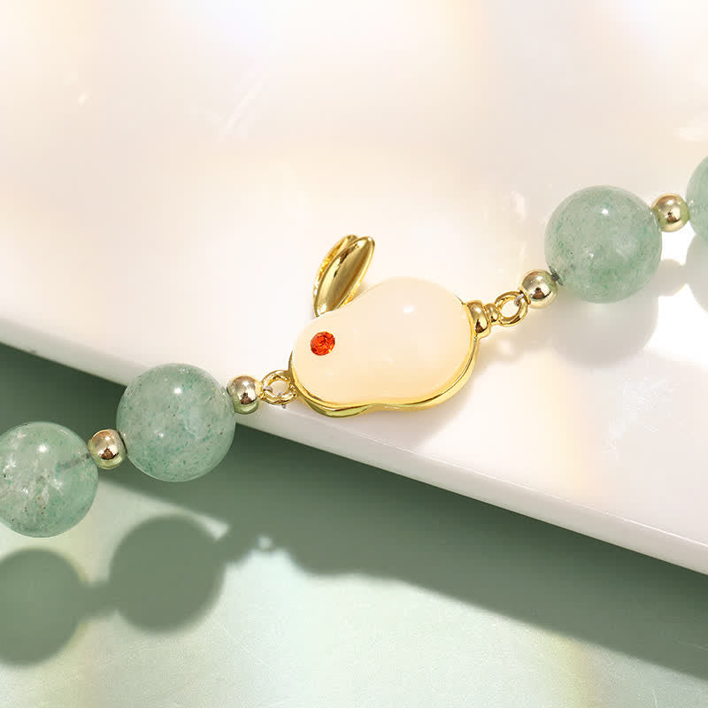 Karma Stone Year of the Rabbit Natural Green Aventurine Luck Bead Bracelet