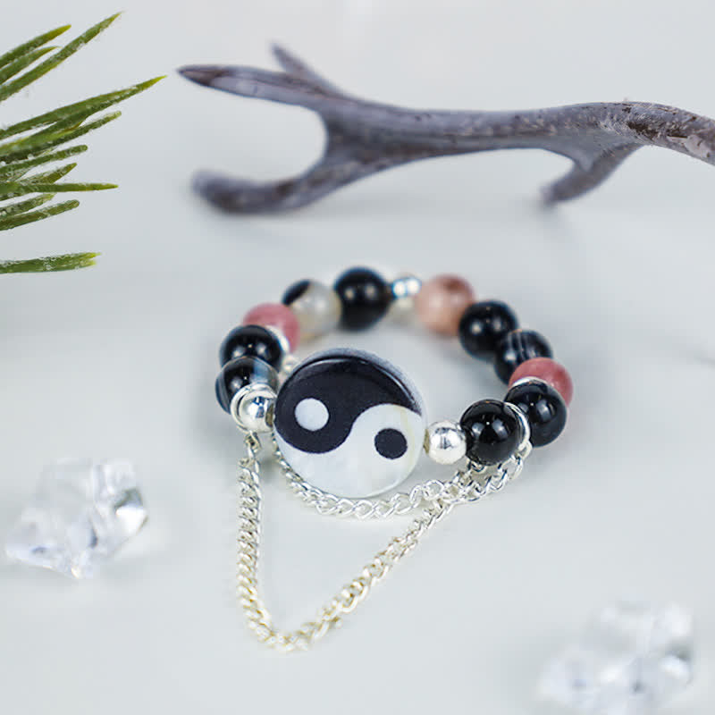 Karma Stone Yin Yang Symbol Balance Luck Ring
