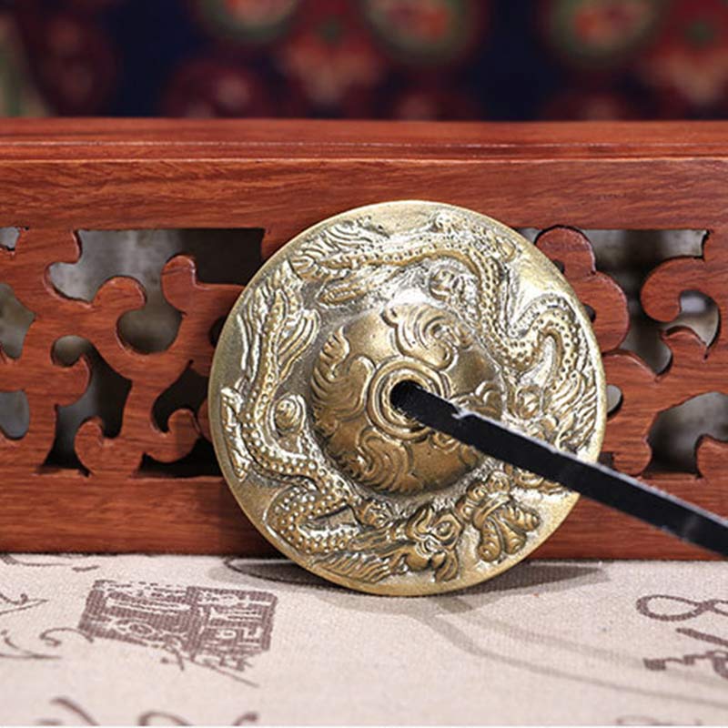 Karma Stone Tibetan Tingsha Bell Six True Words Dragon Copper Balance Decoration With Bag