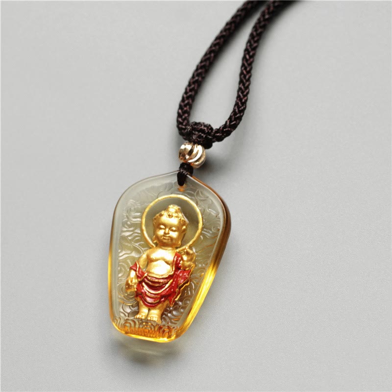 Karma Stone Tibetan Buddha Liuli Crystal Serenity Necklace Pendant
