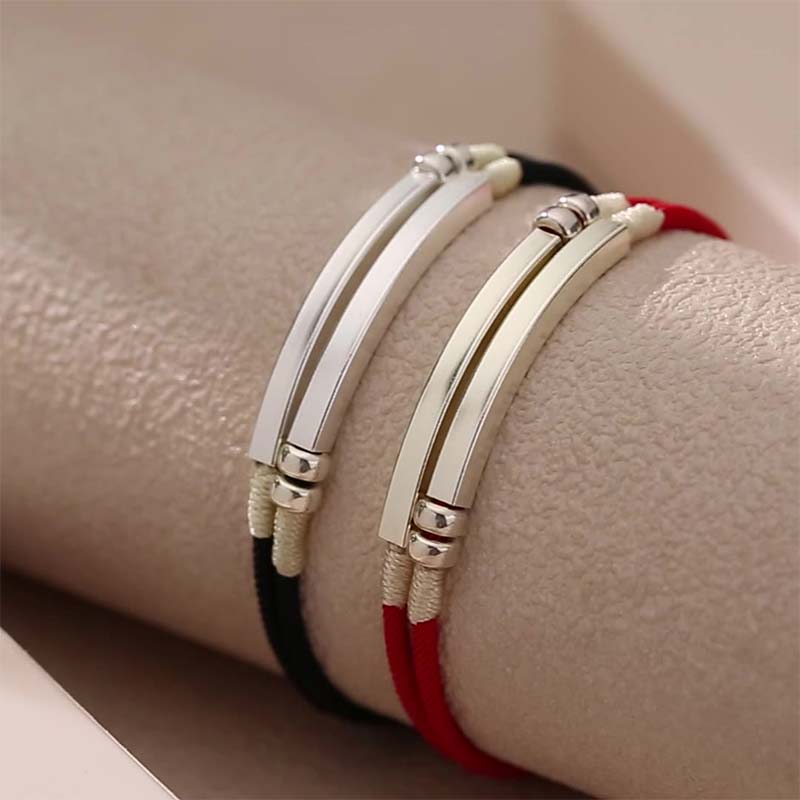 Karma Stone 925 Sterling Silver Red String Layered Braid Bracelet