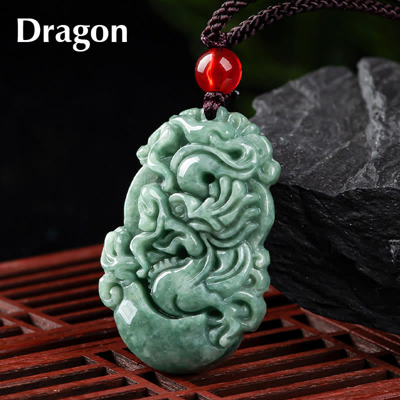 Karma Stone Natural Jade 12 Chinese Zodiac Prosperity Necklace Pendant