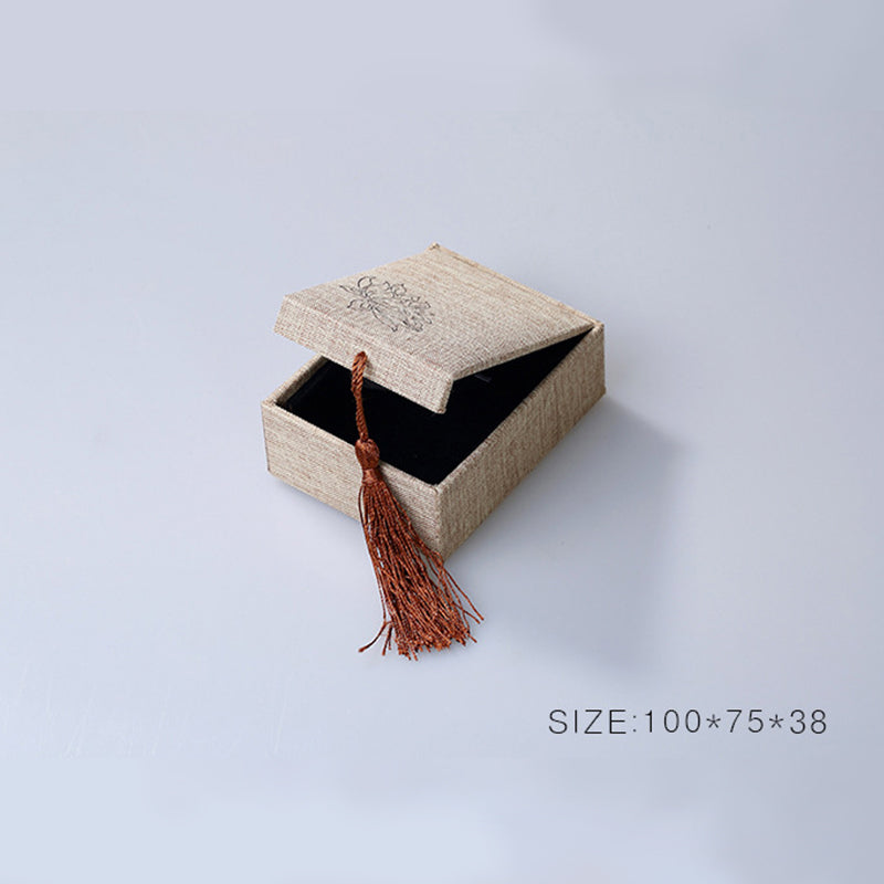 Karma Stone Lotus Pattern Jewelry Storage Box Gift Box Tassels