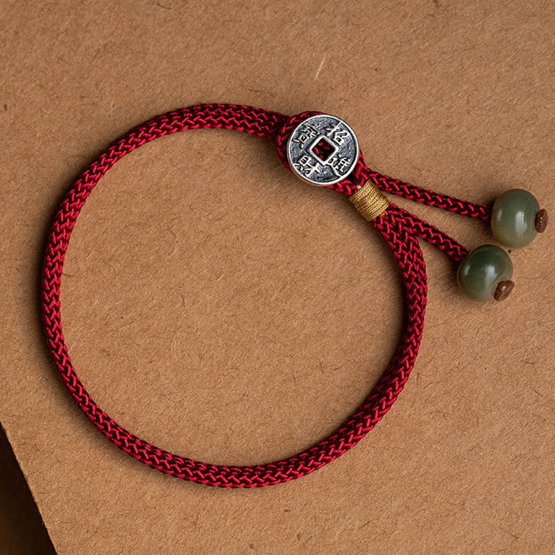 Karma Stone 925 Sterling Silver Handmade Chinese Zodiac Natal Buddha Cyan Bodhi Seed Protection Braided Red String Bracelet