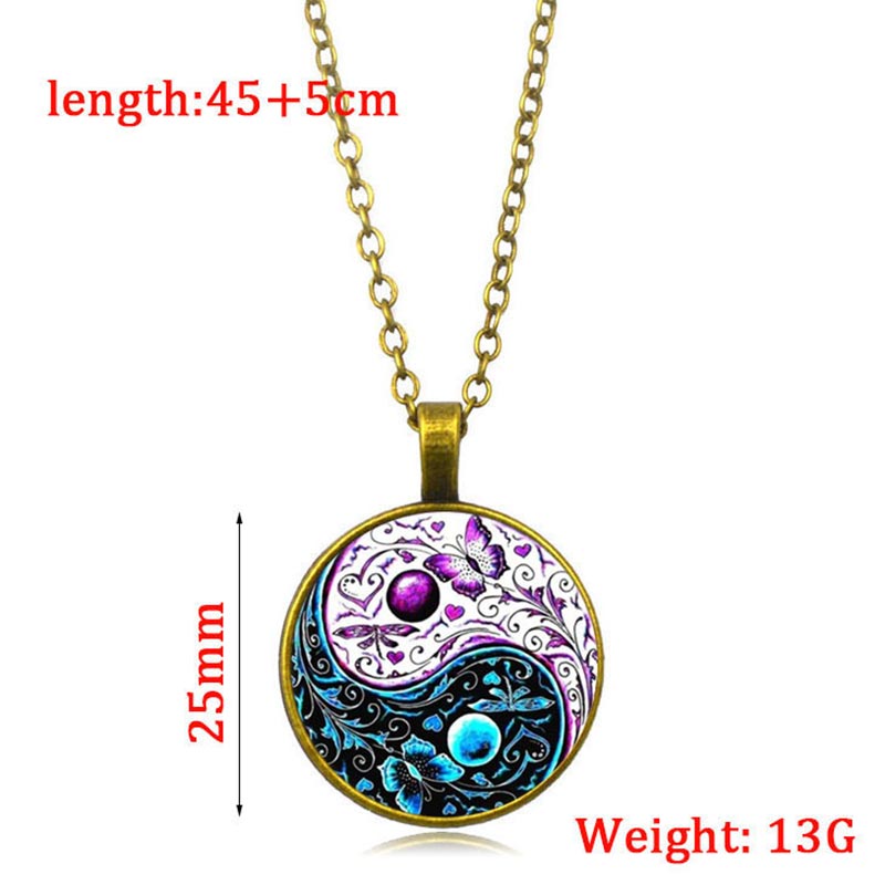 Karma Stone Yin Yang Chain Balance Necklace Pendant