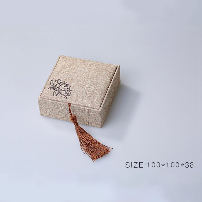Karma Stone Lotus Pattern Jewelry Storage Box Gift Box Tassels