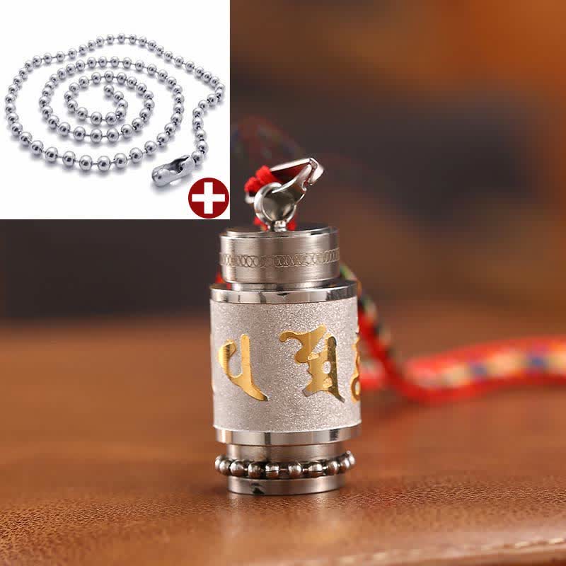 Karma Stone Tibet Om Mani Padme Hum Shurangama Mantra Titanium Steel Wisdom Amulet Necklace Pendant