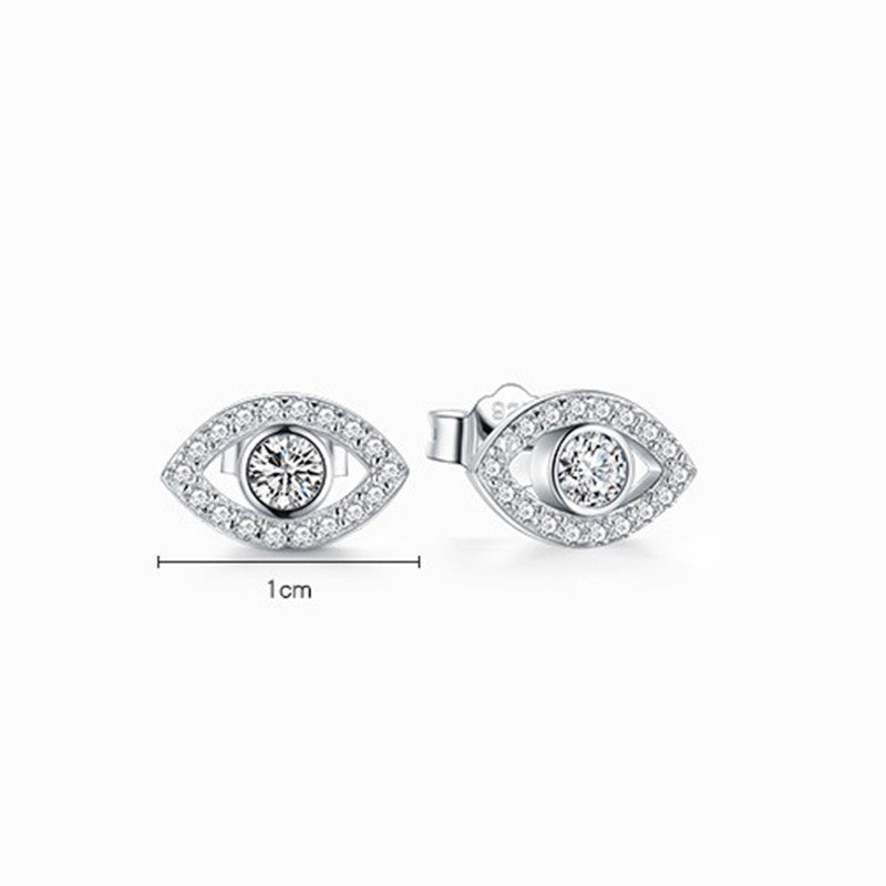 Karma Stone 925 Sterling Silver Evil Eye Symbol Protection Stud Earrings