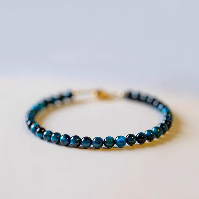 Karma Stone Natural Blue Tiger Eye Stone Protection Chain Bracelet