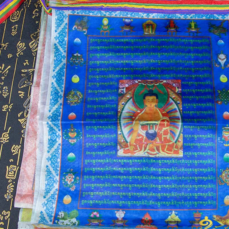Karma Stone Tibetan 5 Colors Windhorse Buddha Tara Scriptures Healing Auspicious Outdoor Prayer Flag