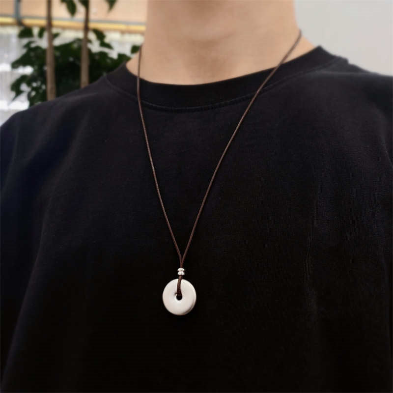 Karma Stone 999 Sterling Silver Round Peace Buckle Protection Necklace Pendant