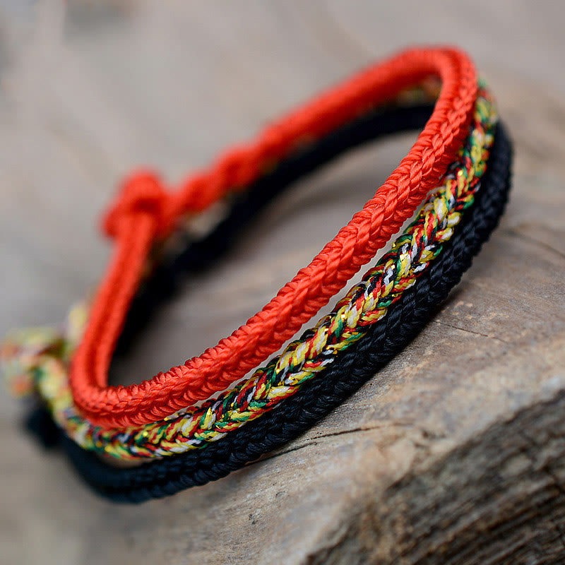 Karma Stone Tibetan Handmade Eight Thread Peace Knot Protection Braided String Bracelet