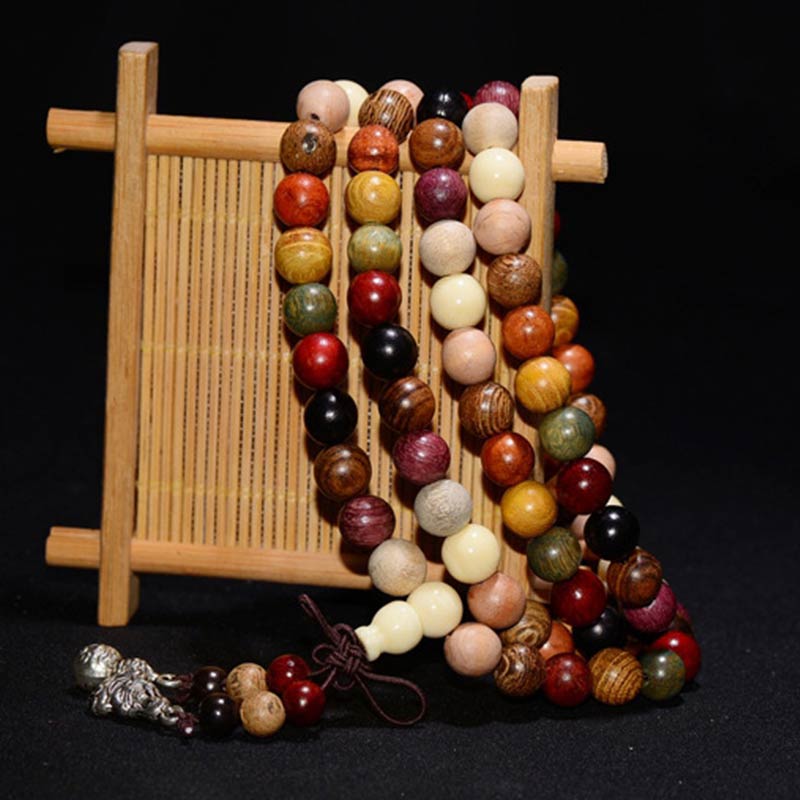 Karma Stone  108 Beads Wenge Wood Mala Blessing Meditation Bracelet